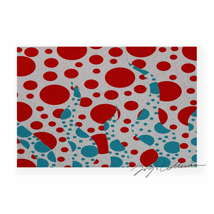 Feblilac Red and Blue Polka Dot PVC Coil Door Mat