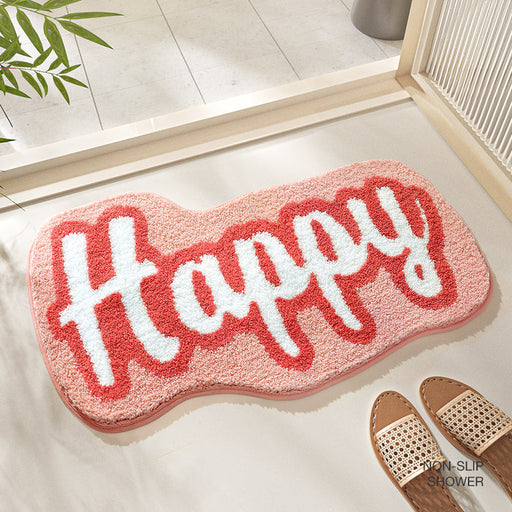 Feblilac Pink Happy Tufted Bath Mat