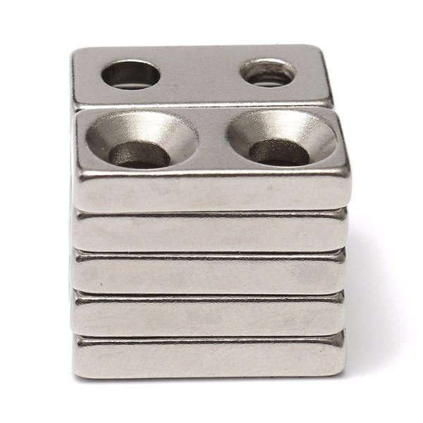 10pcs N35 20x10x4mm Block Countersunk Magnets Neodymium Magnets With 2 Holes