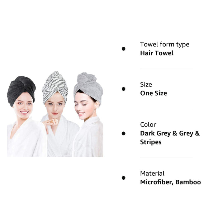 3 Pack Hair Towel Wrap for Women, Ultra Soft Hair Drying Towels, Anti-Frizz & Super Absorbent Hair Turban, Suitable for Curly, Long & Thick Hair