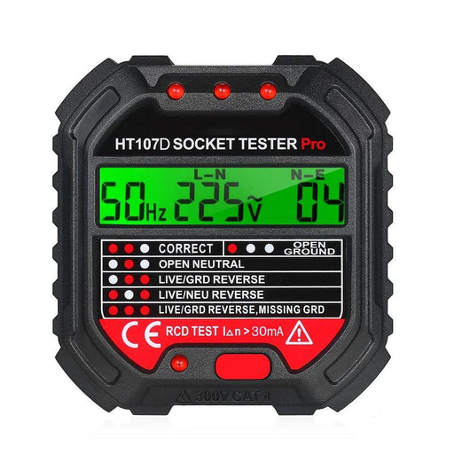 HT107 GFCI Outlet Tester with Voltage Display 90-250V Socket Tester for Electric Maintenance Office Sockets Power Strips Wall Sockets Testing in School Laboratory