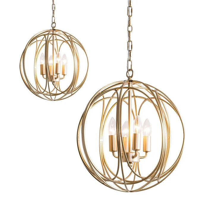 American Spherical Chandelier Restaurant Golden Chandelier Bedroom Nordic Modern Wrought Iron Porch Aisle Light Fixture