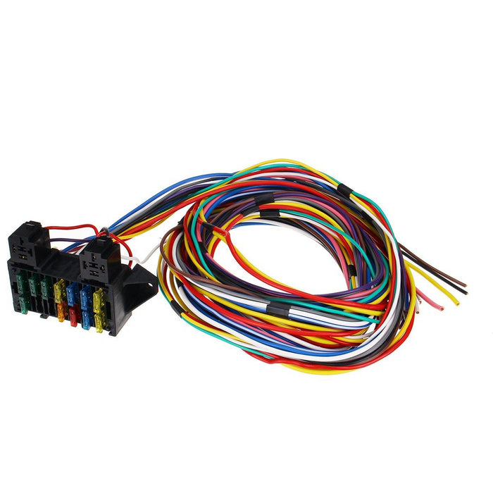 14 Circuit Universal Wiring Harness Bumper Wire Kit 12V Durability Car Hot Rod Street-Rod XL Wires