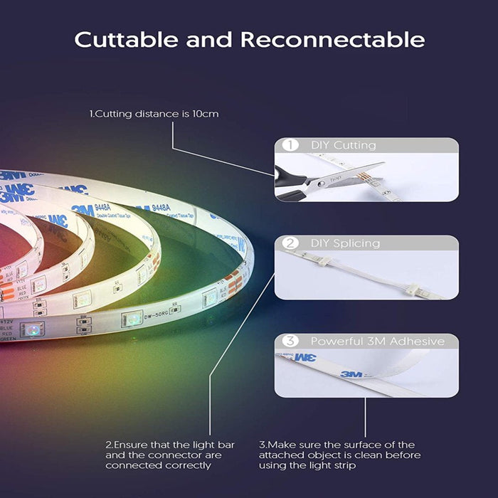 Multi-Color Multi-White Waterproof 32Ft RGB Color Changing LED Light Strip with Remote Control Halloween and Christmas Decoration