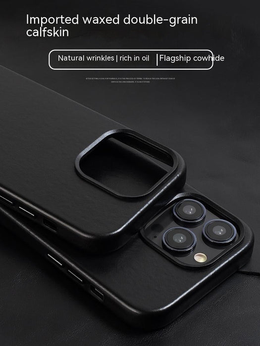 Genuine Leather Full Package Anti Drop Magnetic Suction Minimalist Phone Case