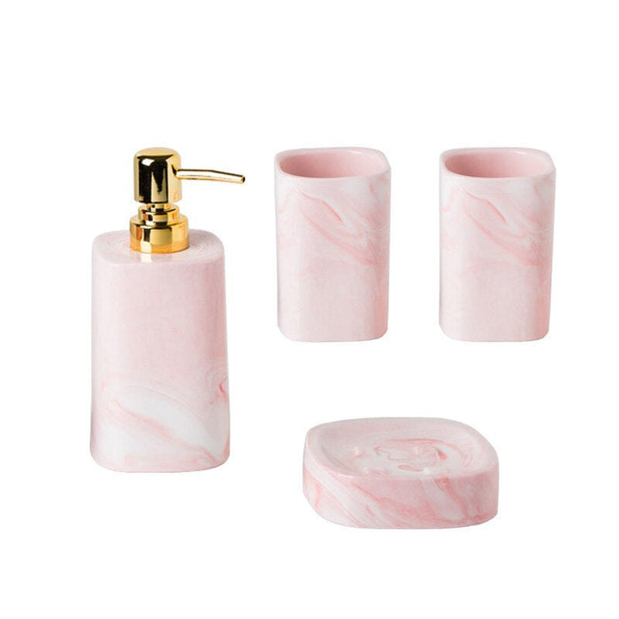 1Pc European Bathroom Wash Set Ceramic Soap Dispenser Perfume Bottle Soap Dish Mouthwash Cup with Tray Home Bathroom Accessories