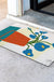 Feblilac Orange Vase and Blue Flowers PVC Coil Door Mat