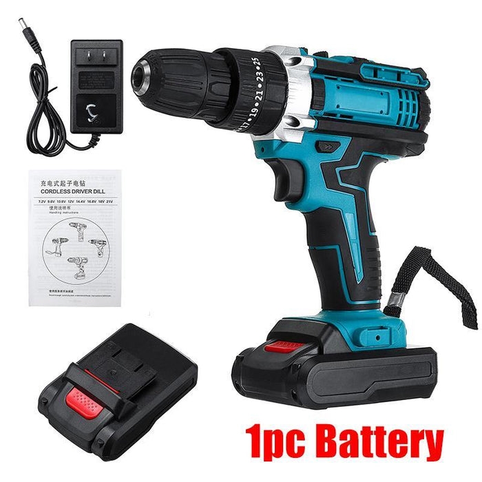 48V Cordless Impact Electric Screwdriver Drill 25+3 Gear Forward/Reverse Switch Power Screw Driver W/ 1 Or 2 Li-ion Battery