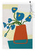 Feblilac Orange Vase and Blue Flowers PVC Coil Door Mat