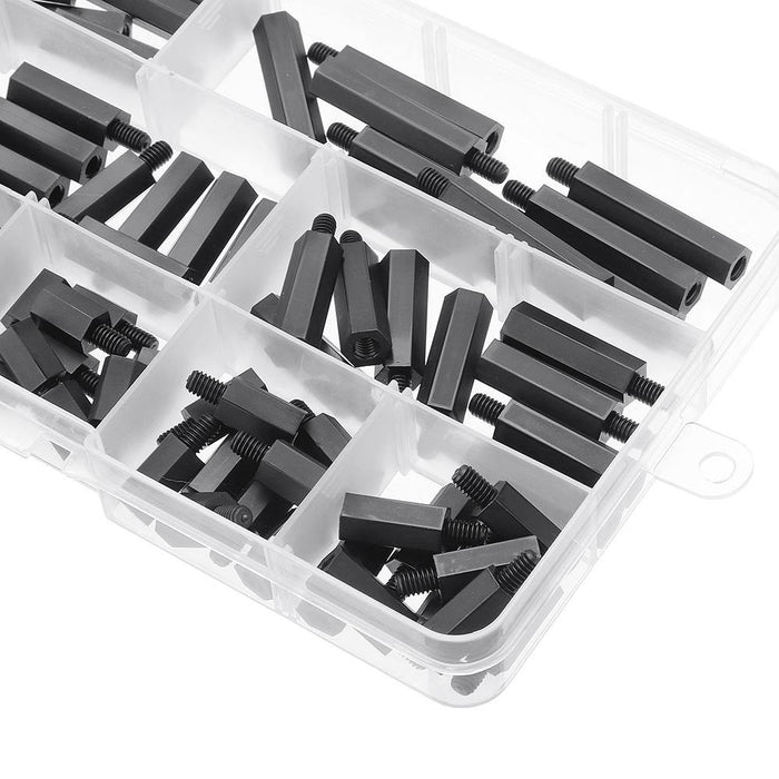 Suleve™ M4NH4 110Pcs M4 Nylon Hex Screw Black/White Female to Male PCB Standoff Column Set