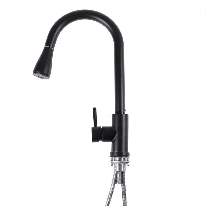 Kitchen Stainless Steel Pull-Out Faucet Tap Mixer Spout Finish Brushed Swivel Spray