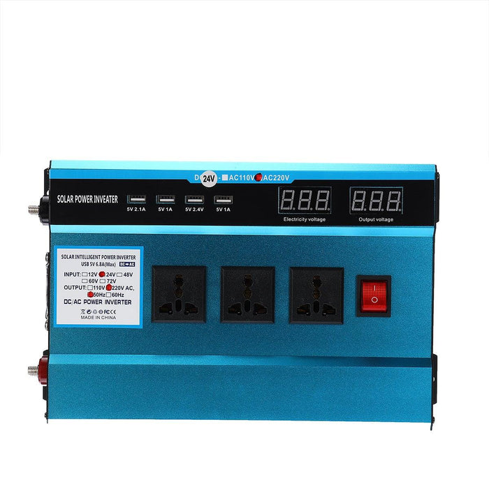 10000W Peak 4 USB Ports Digital Solar Power Inverter Vehicle Converter DC12V/24V/48V to AC220V