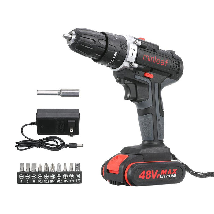 Topshak TS-ED1 Cordless Electric Impact Drill Rechargeable Drill Screwdriver W/ 1 or 2 Li-ion Battery