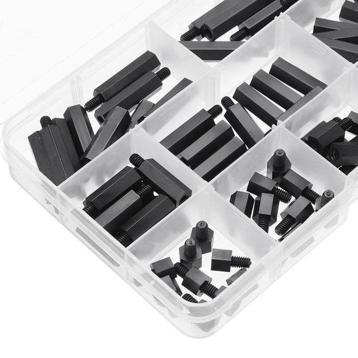 Suleve™ M4NH4 110Pcs M4 Nylon Hex Screw Black/White Female to Male PCB Standoff Column Set