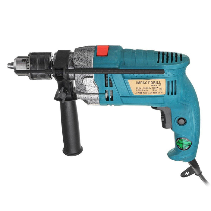 1980W 220V Electric Impact Hammer Drill Household Power Flat Drill 3800RPM