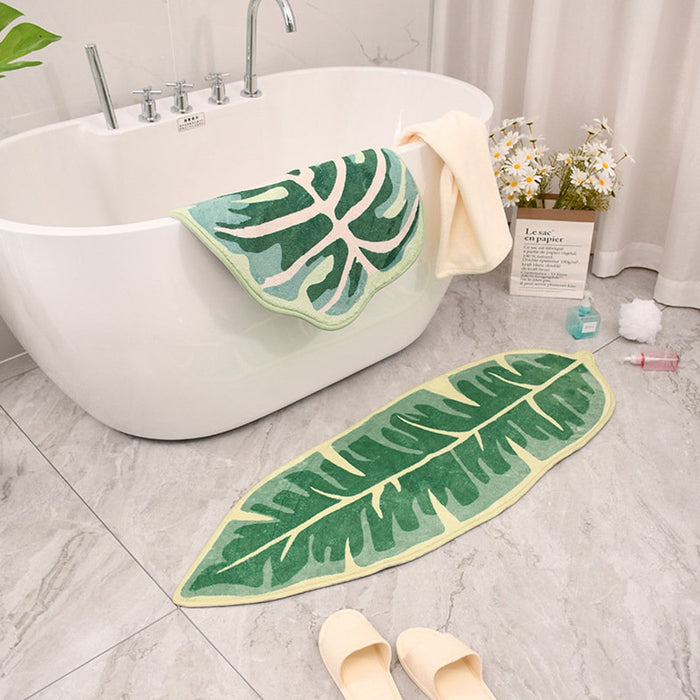 Feblilac Green Leaves Soft Bath Mat 45x75cm