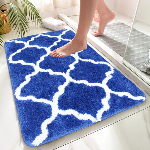 Blue Moroccan Ultra Soft Bathroom Rug