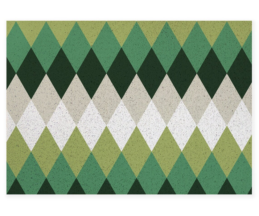 Feblilac Green Diamond Pattern PVC Coil Door Mat