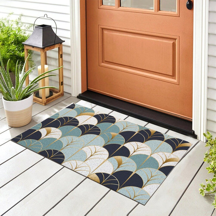 Feblilac Blue Wave and Crane PVC Coil Door Mat