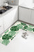 Feblilac PVC Green Tropical Leaves Kitchen Mat, Monstera Leaves Rug