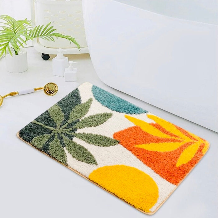 Colorful Tropical Leaves Bath Mat