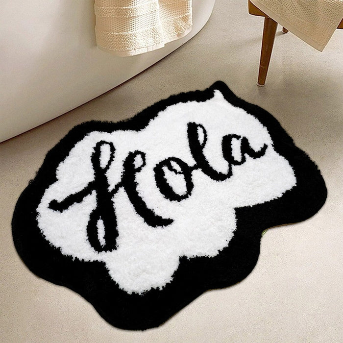 Feblilac Black and White Hola Tufted Bath Mat