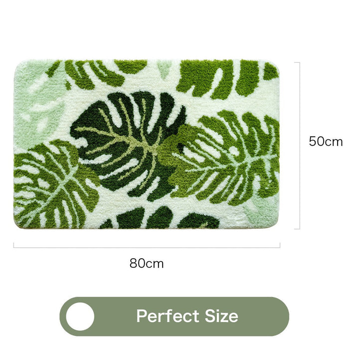 Feblilac Green Monsters Leaves Bathroom Rug