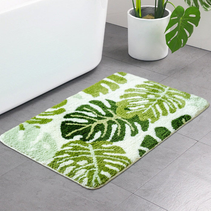 Feblilac Green Monsters Leaves Bathroom Rug