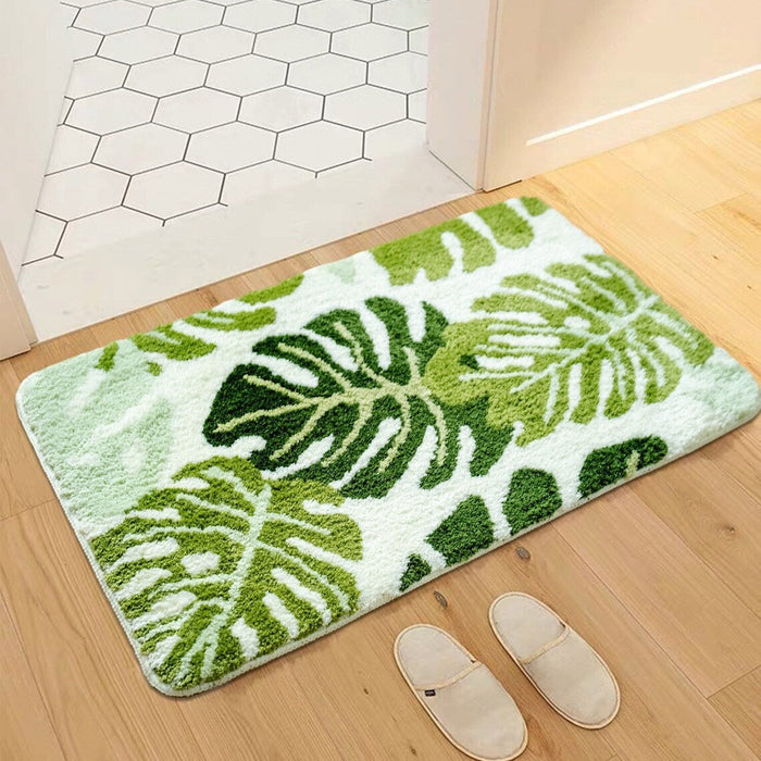 Feblilac Green Monsters Leaves Bathroom Rug