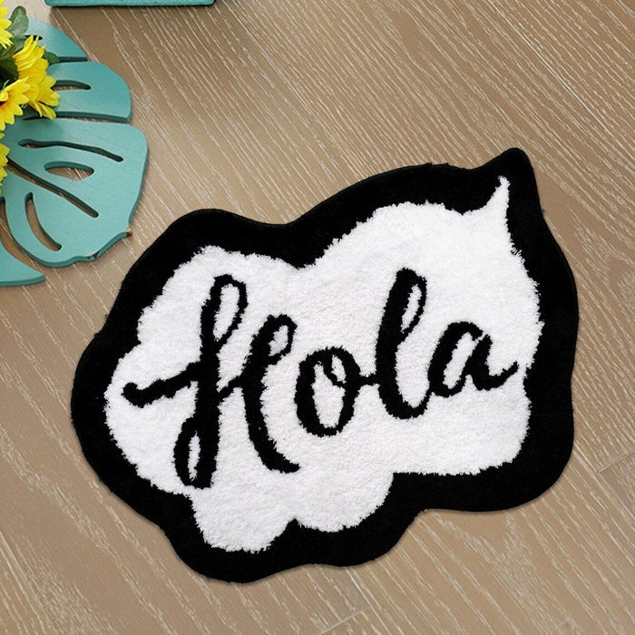 Feblilac Black and White Hola Tufted Bath Mat