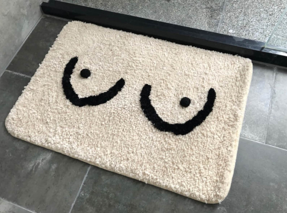 Feblilac Cute Beige Naked Boobs Bath Mat