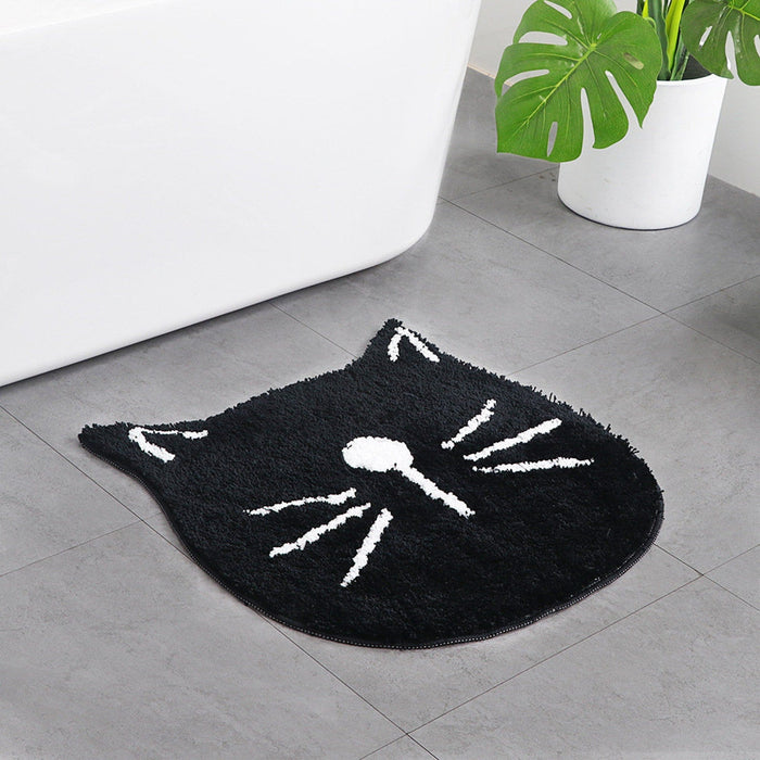 Simple Cats Bath Mat, Grey White Black