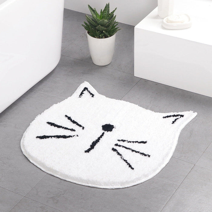 Simple Cats Bath Mat, Grey White Black