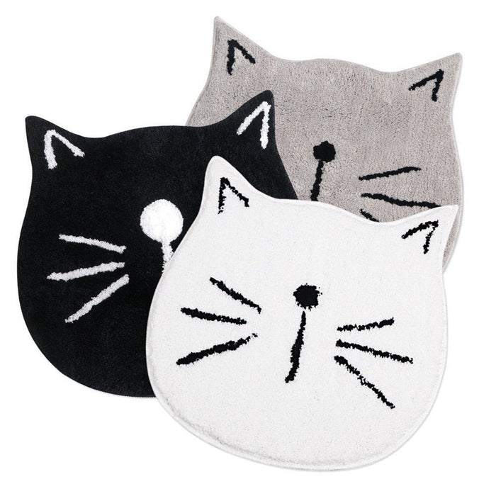 Simple Cats Bath Mat, Grey White Black