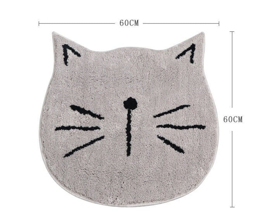 Simple Cats Bath Mat, Grey White Black