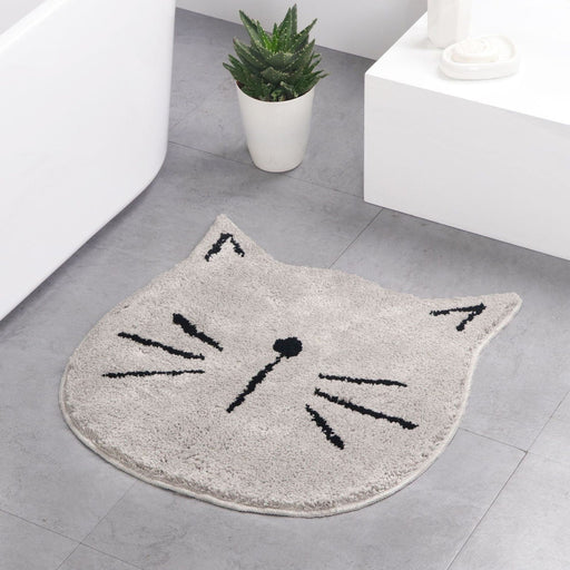 Simple Cats Bath Mat, Grey White Black