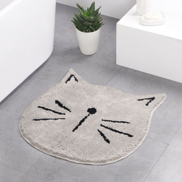 Simple Cats Bath Mat, Grey White Black