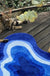 Feblilac Blue Abstract Dizzy Rug, Wave Mat for Bathroom