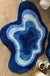 Feblilac Blue Abstract Dizzy Rug, Wave Mat for Bathroom