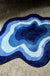 Feblilac Blue Abstract Dizzy Rug, Wave Mat for Bathroom