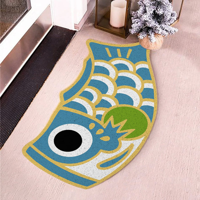 Blue Yellow and Green Koi Fish PVC Entrance Door Mat