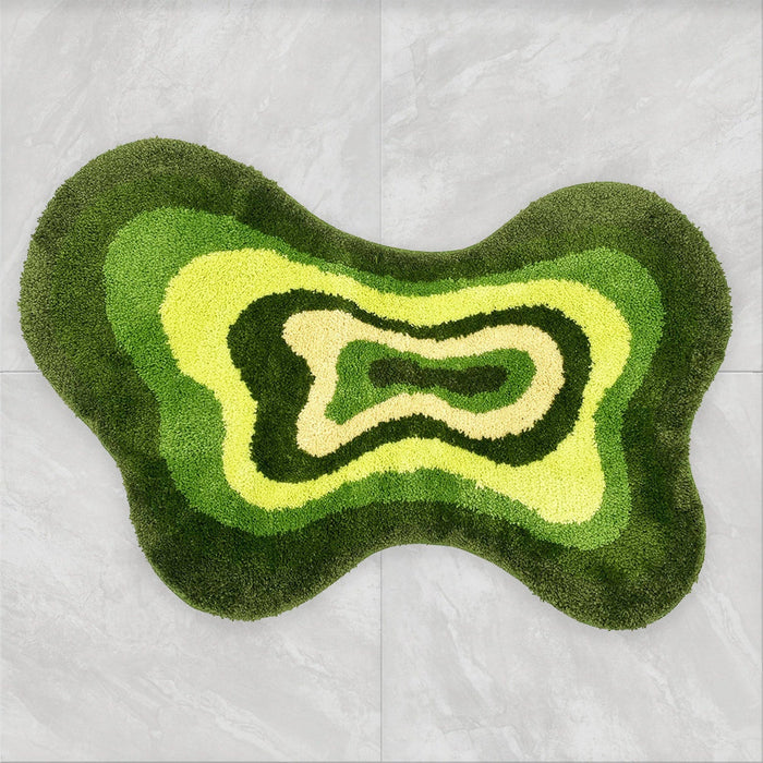 Feblilac Irregular Dizzy Green Leave Bath Mat 60x90cm