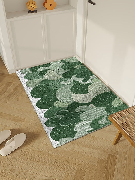 Feblilac Green Cactus Entrance Door Mat, PVC Floor Mat Doorway