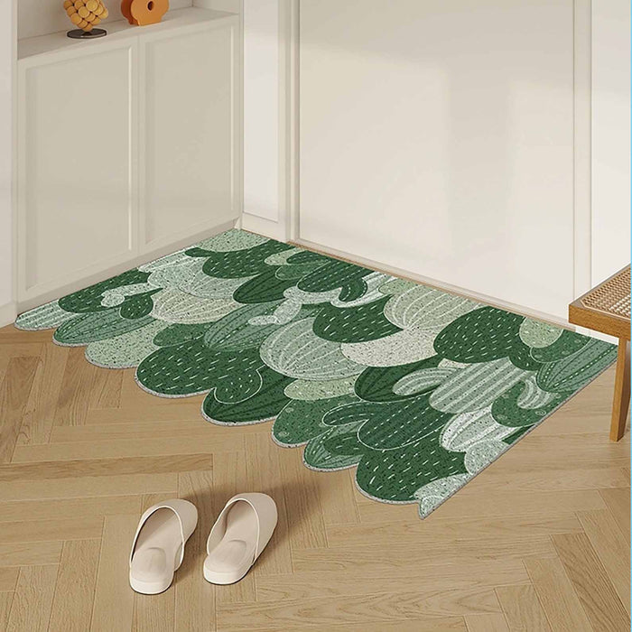 Feblilac Green Cactus Entrance Door Mat, PVC Floor Mat Doorway