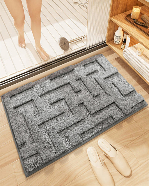 Feblilac Solid Color Tufted Bath Mat, Geometric Patterns Bathroom Rug