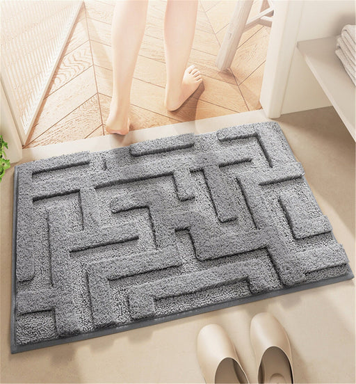 Feblilac Solid Color Tufted Bath Mat, Geometric Patterns Bathroom Rug