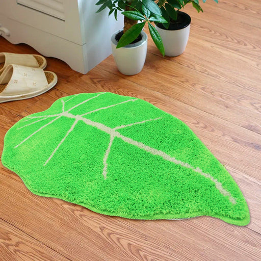 Cute Soft Green Leaf Bathroom Rug