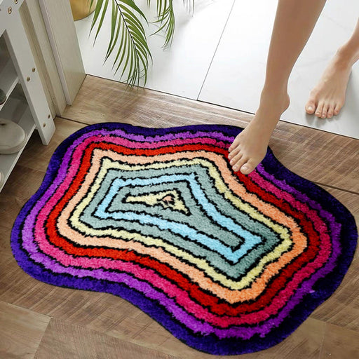 Feblilac Multicolored Bath Mat, Colorful Non-Slip Bath Rugs Mats, Pride Rainbow Home Decor, House Warming Gift