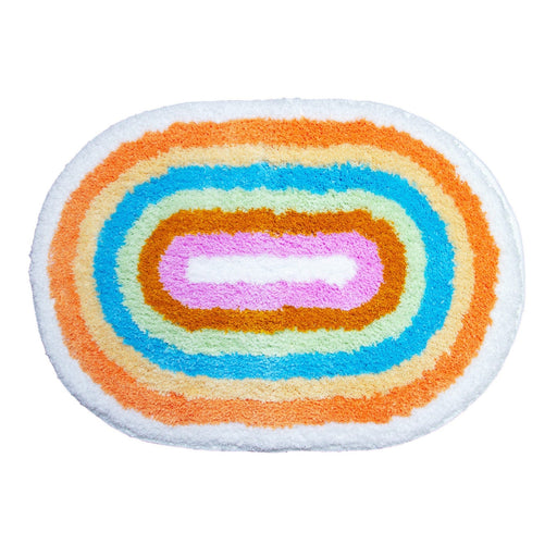 Feblilac Rainbow Tufted Bath Mat, Bath Mat for Bedroom, Colorful Mat for Living Room Bathroom, Non-slip Soft Bedroom Carpet for Gift