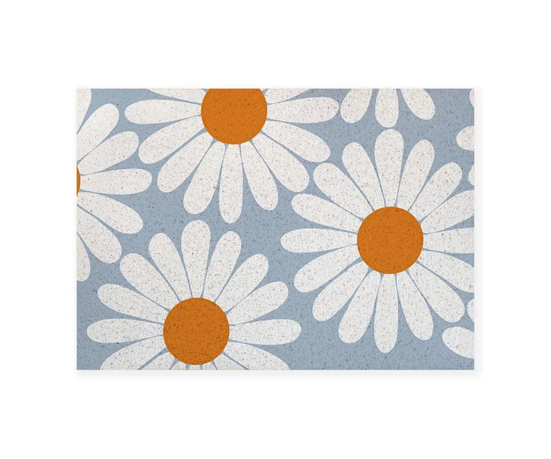 White Daisy Entrance Door Mat